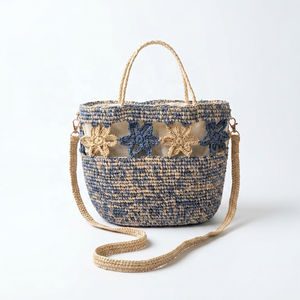 Bolso Tote de Mujer de Cuerda de Algodón Tejida a Crochet, Color Granate, con Diseño de Flores Bordadas, Estilo Bohemio, para Uso Diario, Todas las Temporadas - Product Image 2