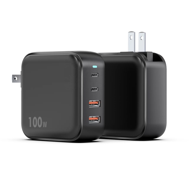 100W PD GaN USB-C Power Adapter 4 Ports 100W Fast Charge 3.0 Type C Charger for MacBook for Xiaomi SCP Function OVP OTP