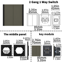 Interruptores y Enchufes de Pared WESA Ultrafinos con Botón Pulsador EU 1/2/3 Vías, Enchufe de Alimentación de 1 Vía, Combinación Libre, Diseño Moderno de Lujo