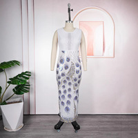 Ensemble 2 pièces élégant pour femme, imprimé africain, coupe ajustée, comprenant une robe longue sans manches et une jupe moulante, idéal pour le quotidien