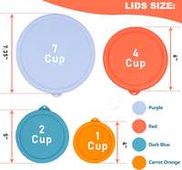 Couvercles de remplacement en silicone pour bols en verre Pyrex et Anchor Hocking 1CUP/7202-PC, 2CUP/7200-PC, 4CUP/7201-PC, 7CUP/7402-PC