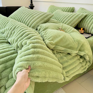 Juego <span class=keywords><strong>de</strong></span> Ropa <span class=keywords><strong>de</strong></span> Cama <span class=keywords><strong>de</strong></span> Invierno <span class=keywords><strong>de</strong></span> Terciopelo <span class=keywords><strong>de</strong></span> Doble Cara, Estándar, Moderno, 600 Hilos, Transpirable, Permeable al Aire, Cómodo y Cálido, Sábana y Funda Nórdica - Product Image 4