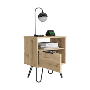 Skyoner Nightstand Single <b>Drawer</b> Hairpin Legs Light Oak Finish Bedroom <b>Storage</b> - Product Image 2
