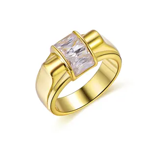 फैशन गहने बड़ा 5A जेड जिक्रोन हीरे की अंगूठी के लिए महिला सगाई की अंगूठी 18K सोना मढ़वाया शादी के छल्ले