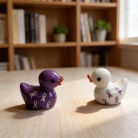 Ruban décoratif créatif avec motifs de canards miniatures en PVC pour artisanat DIY, petit animal décoratif de bureau, canards en ruban violet