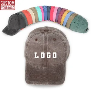 Wholesale 100% Cotton Wash Soft Unstructured Embroidery 6 Panel Custom Dad Hats Baseball Cap