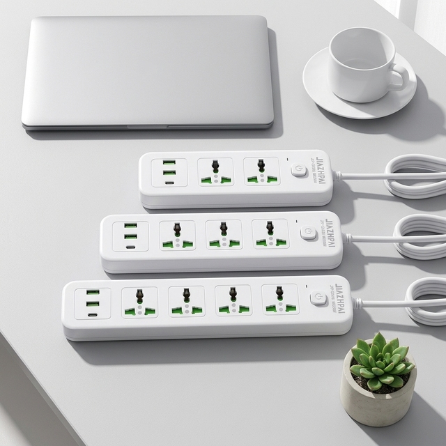 China Supplier EU CE for 3 Outlets Universal Power Strip with 2/3 USB Ports Simple Design Home Office World Socket
