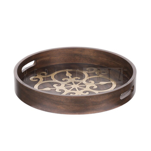 Plateau de service alimentaire en bois artisanal Maximus International |   Plateau de service multifonctionnel à motifs géométriques Art Déco, décoration - Product Image 1