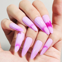 Forsense ongles longs stiletto sur mesure à pression faux ongles de marque privée avec changement de couleur embouts d'ongles oem avec boîte logo personnalisé
