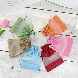 Eco-Friendly Custom Hemp Burlap <b>Drawstring</b> Gift Bags with Sheer Window for Jewelry and Gifts - Product Image 6