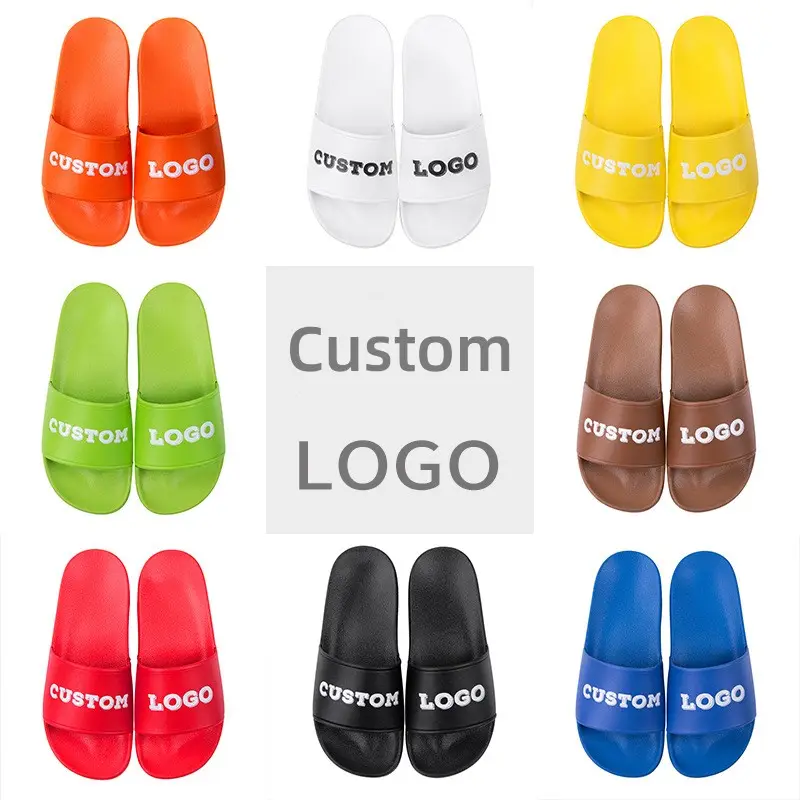 Wholesale Customize Black Summer Adult Slippers Pvc Men Plain Blank Slipper Unisex Custom Logo Slides Men With Logo