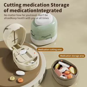 2 in 1 Portable ABS Plastic Pill Crusher & Cutter Splitter Grinder with Storage Box for Home Use