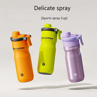 Bouteille d'eau portable hautement stylée en acier inoxydable à double isolation 650ml/630ml avec paille intégrée pour le sport et le cyclisme