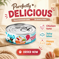 Friandises pour chats adultes au goût de poulet avec du lait de chèvre et de l'huile de poisson, friandises moelleuses pour chats