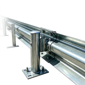 Barrière routière à double poutre galvanisée, testée TL4, avec extrémité en queue de poisson, fabricant de poteaux en C, acier Q235, OEM personnalisé, homologuée H1W2 - Product Image 1