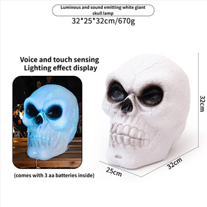 Ornement lumineux géant tête de crâne colorée pour Halloween, durable, pour intérieur, activé par le son et la touche, style artistique rétro, pour <span class=keywords><strong>Escape</strong></span> <span class=keywords><strong>Room</strong></span> et <span class=keywords><strong>maison</strong></span> <span class=keywords><strong>hantée</strong></span> - Product Image 3
