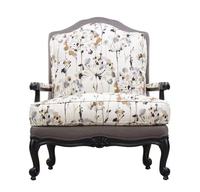 Fauteuil inclinable rembourré de style européen à motif floral, avec repose-pieds, structure en bois massif, fauteuil d'appoint vintage, chaise longue