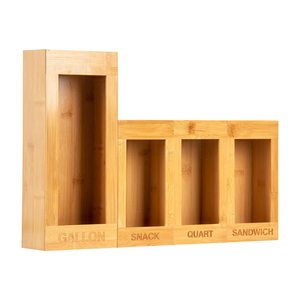 Bamboo Storage Box For Ziplock Bags With Engraved Labels Desktop Organizer - Product Image 3