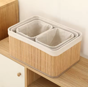 Juego de 4 Cestas de Almacenamiento Plegables de Bambú, de un Solo Nivel, Tipo Vertical, Ecológicas, Duraderas, Organizador de Ropa, Ropa de Cama, Joyería - Product Image 6