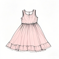 Robe décontractée de style occidental, design à bretelles, boutique, nouvelle robe d'été sans manches pour adolescentes et filles, couleur unie, col rond, vêtements pour enfants
