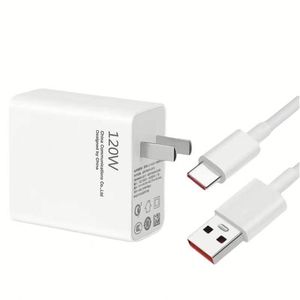 Mobile Phone Charger Block 120W Quick Charging US/EU/UK Socket 6A Type C Cable <b>USB</b> <b>Wall</b> Charger - Product Image 1