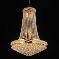 Lustre Empire Royal de Luxe en Cristal Doré Grand Éclairage Contemporain Style Français Hall d'Hôtel Design