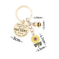 Porte-clés en métal avec citation inspirante « Abeille tournesol », cadeau d'encouragement pour femmes et amies, cadeaux promotionnels