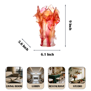 Hand gefertigte Liuli Kristall Calla Lily Vase Zen Wohnkultur Kristall klare Eleganz Fließende Motive Handgemachte künstlerische Glasvase für - Product Image 2