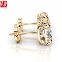 Boucles d'oreilles clous tendance en argent sterling 925 plaqué or avec moissanite taille princesse et halo, bijoux de mariage pour femmes, vente en gros