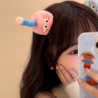Pince à cheveux en peluche style influenceur, motif dessin animé cristallin, colorée, mignonne, petite monstre, à poils doux, pour enfants, drôle, fantaisie, type bec de canard