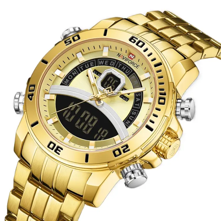 NAVIFORCE 9181 GG 2020 High Quality Quartz Chronograph men wristwatch Stainless Steel watches
