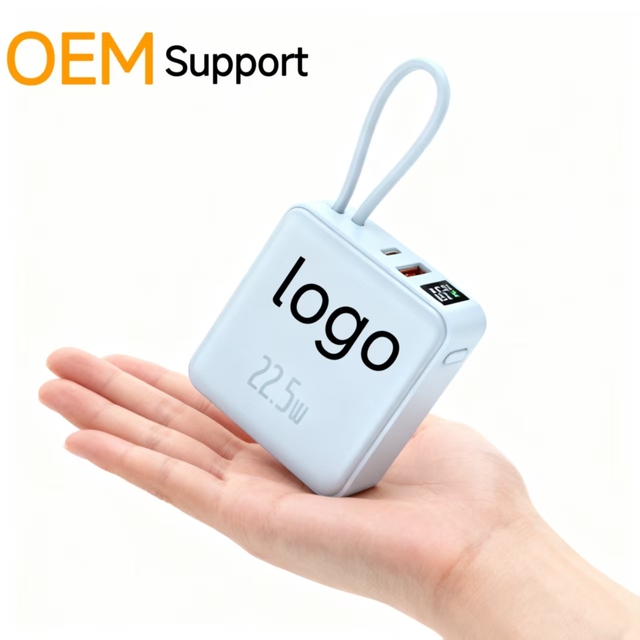 2026 Trending New Portable Charger 10000mah Magnetic With LED Display Power Bank Built-In Fast Charging Cable for Phone