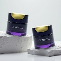 Pot cosmétique vide de luxe de forme unique 50g Couleur dégradée violette brillante Pot de crème pour le visage Soins de la peau Pot en verre cosmétique