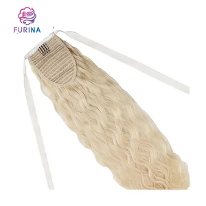 Factory-direct remy human hair ponytails silky hair golden drawstring ponytails for black women daily life