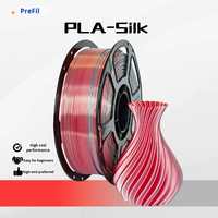 Filamen Cetak 3D Prefil PLA Silk Dua Warna Merah Perak Diameter 1.75mm Filamen Printer 3D Cocok untuk Kebanyakan Printer 3D FMD
