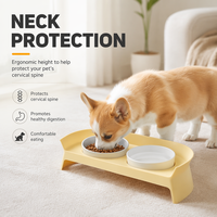 Gamelle surélevée double en céramique pour chien et chat, en porcelaine émaillée lisse noire, anti-bave, hygiénique et facile à nettoyer
