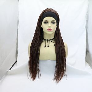 Diadema trenzada Marrón Destacados Caja sintética Peluca trenzada con banda para la <span class=keywords><strong>cabeza</strong></span> Sin nudos Listo para ir Peluca de pelo pretrenzado sin pegamento - Product Image 1