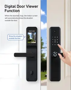 Dijital kapı kilidi elektronik anahtarsız şifre anahtar kart parmak izi TTlock Tuya akıllı kapı kilidi kamera ile