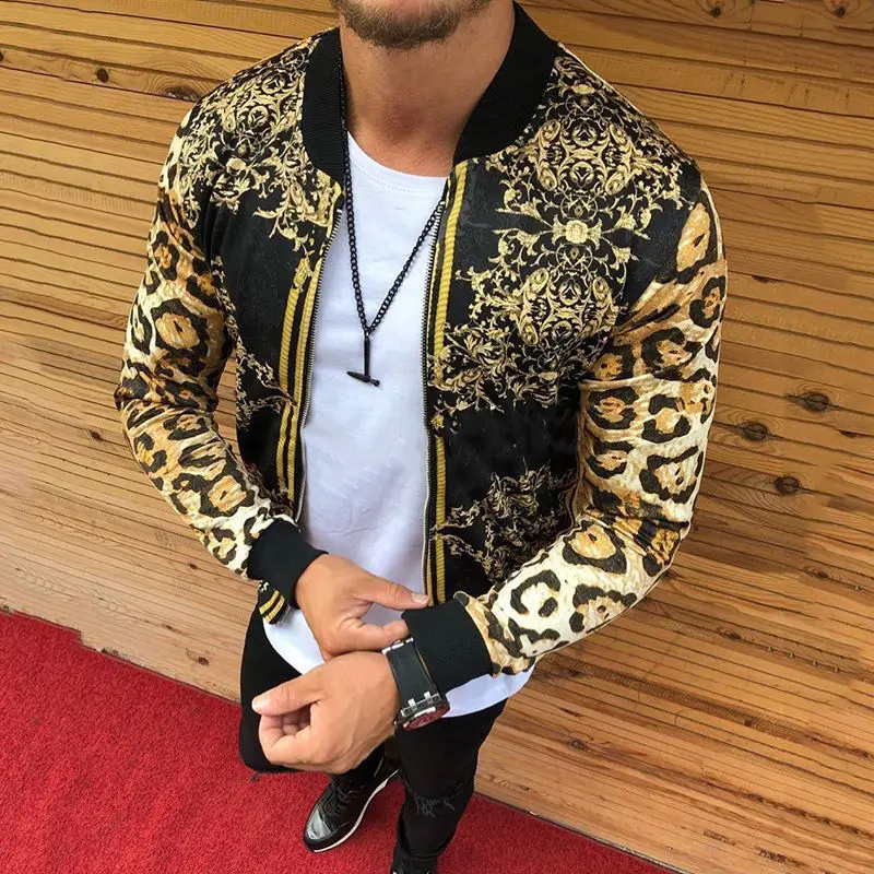 2022 NEW Leopard Casual Jacket Clothing Autumn Winter Round Neck Leopard Print Jacket Man Fashion Clothing Best selling