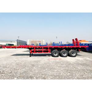 Semirremolque <span class=keywords><strong>de</strong></span> Plataforma Plana <span class=keywords><strong>de</strong></span> 3 Ejes para Trabajo Pesado, Autocargable, Remolque Portacontenedores <span class=keywords><strong>de</strong></span> Acero <span class=keywords><strong>de</strong></span> 40 pies, Transporte <span class=keywords><strong>de</strong></span> 50 Toneladas <span class=keywords><strong>de</strong></span> Carga Útil, Doble Línea - Product Image 1