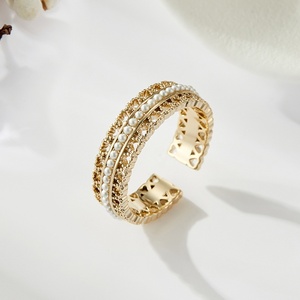 <span class=keywords><strong>Bague</strong></span> ouverte réglable vintage en alliage <span class=keywords><strong>de</strong></span> laiton plaqué or <span class=keywords><strong>café</strong></span>, avec dentelle, perles <span class=keywords><strong>de</strong></span> rocaille et motif cœur ajouré, bijoux élégants, vente en gros - Product Image 4