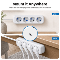 Multiprise PHEIYON EU Schuko 4 prises 10A 2300W avec auto-test, gain de place, CE, pour hôpitaux et bureaux à domicile