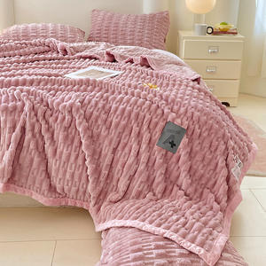 Manta de franela súper suave al por mayor de fábrica, manta tejida gruesa de invierno para el hogar, ropa de cama, sofá, oficina con diseño de rayas anchas - Product Image 3