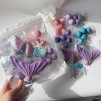 Ensemble de décoration de gâteau sur le thème de l'océan, 26 pièces/sac, style adorable, fausses boules, queue de sirène
