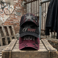 Gorra de Béisbol Vintage Lavada de Alta Calidad con Estrella de Diamantes de Imitación, Gorra Suave Estilo Papá, Venta al por Mayor de Sombreros Transfronterizos