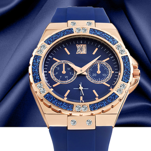 <span class=keywords><strong>Orologio</strong></span> Cronografo Sportivo da <span class=keywords><strong>Donna</strong></span> Blues 36mm in Oro Rosa con Diamanti e Cinturino <span class=keywords><strong>Blu</strong></span> - Product Image 4