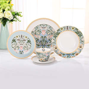 Popular Wholesale Ceramic <b>Dinnerware</b> <b>Set</b> Garden Floral Tableware Design Decal Design Porcelain Dinner <b>Set</b> - Product Image 4