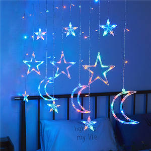 Eid Mubarak Ramadan décorations lune et étoile forme led rideau lumineux noël lumières décoratives avec prix usine - Product Image 5