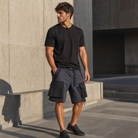 Shorts cargo en nylon pour hommes, shorts tactiques multi-poches à blocs de couleur avec ceinture en sangle, shorts utilitaires d'extérieur avec logo personnalisé ODM OEM