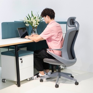 Chaise de bureau ergonomique moderne avec appui-tête réglable, chaise de direction pivotante en maille en bois massif et aluminium, fabriquée en Chine - Product Image 5